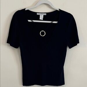 Vintage Versailles Y2K top black Silver Metal‎ artsy unique 2000s 90s whimsigoth